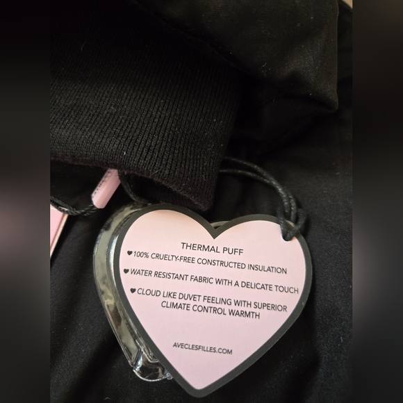Avec Les Filles New With Tags Black Puffer Jacket with Metallic Bronze Lining. S - Picture 6 of 11